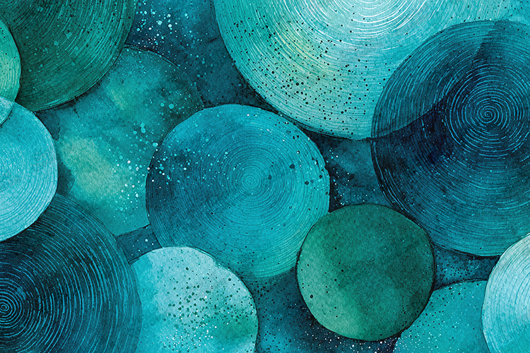 Teal Watercolor Circle Pattern Background for Craft Projects