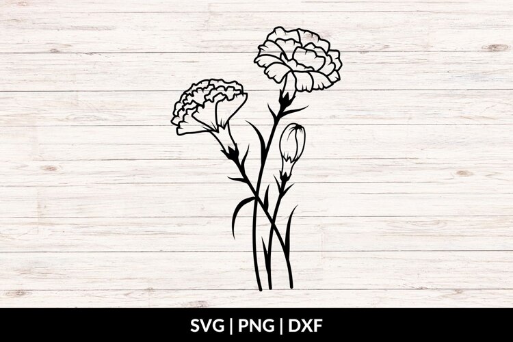 Carnation Bouquet SVG, PNG, DXF example image 1