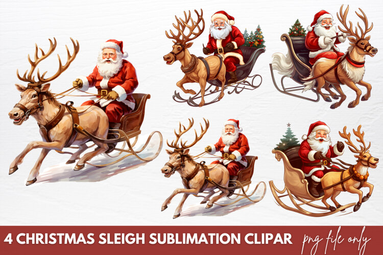 Christmas Sleigh Sublimation Clipart Christmas Sleigh example image 1