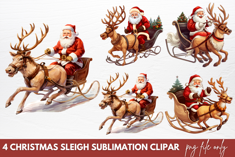 Christmas Sleigh Sublimation Clipart Christmas Sleigh