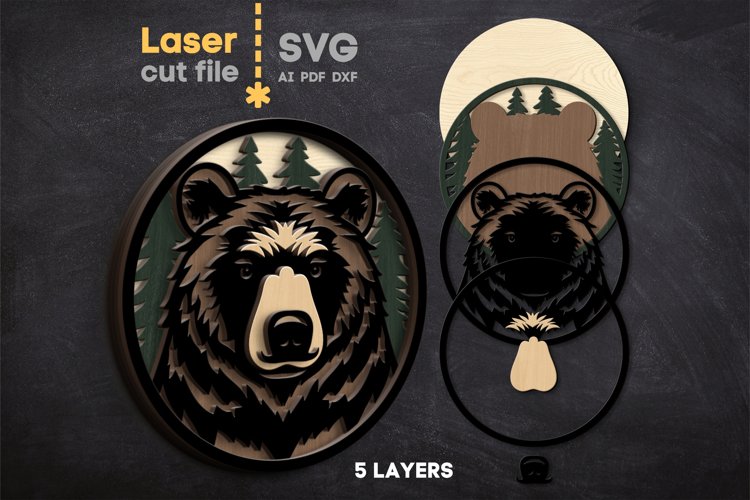 Bear SVG laser cut file for Glowforge
