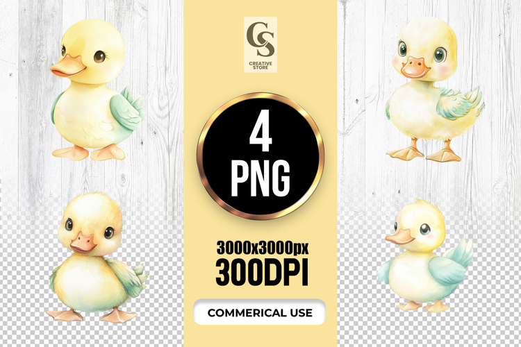 Cute Baby Duck Watercolor Clipart Sublimation PNG