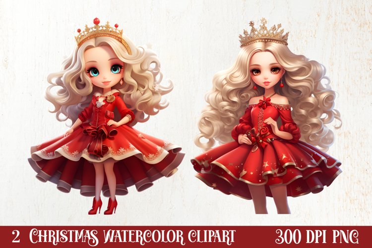 Christmas Blonde Girl Clipart Sublimation, Christmas Clipart example image 1