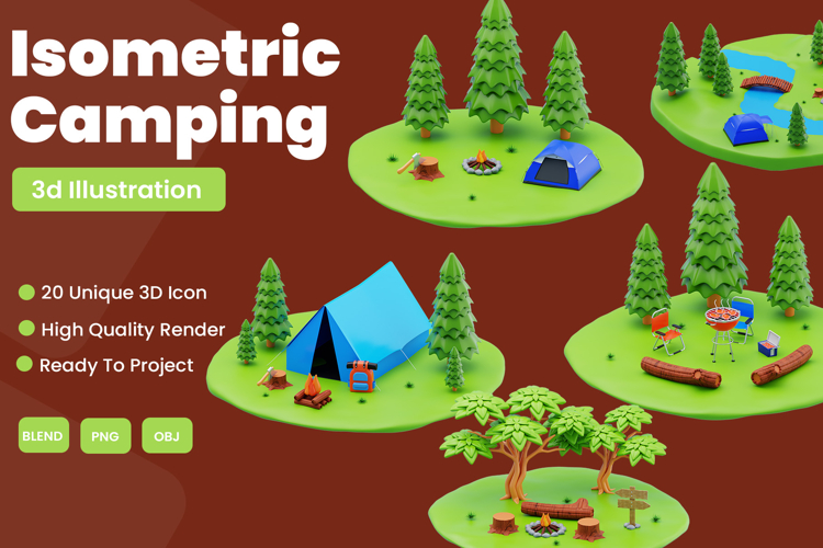 3D Isometric Camping Pack