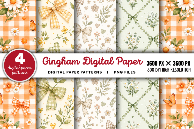 Gingham Digital Paper Backgrounds PNG