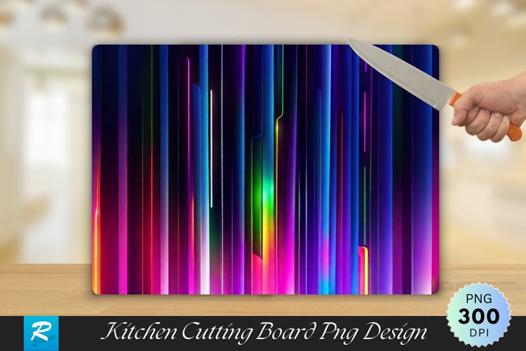 Colorful Neon Lights Cutting Board Sublimation Design example image 1