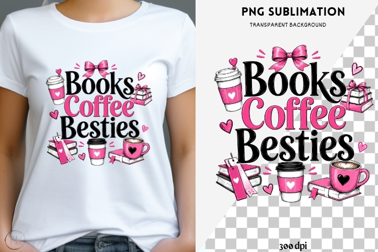 Book besties png design for T-shirts