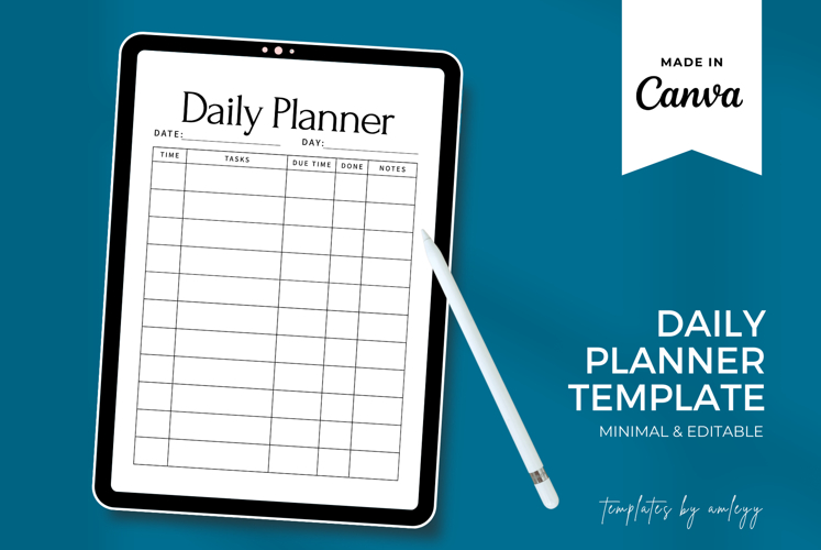Minimalist Daily Planner Template | Editable Canva Printable