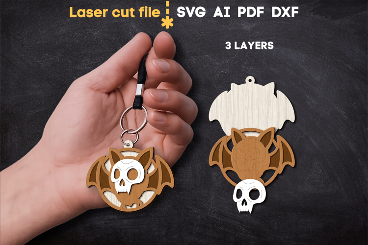 Halloween Bat Keychain SVG laser cut files for Glowforge