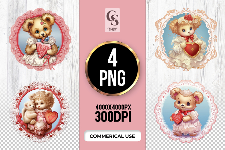Vintage Teddy Bear With Heart Clipart Sublimati