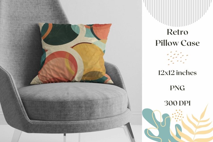 Retro Pillow Case Design, Multicolor Circles Pillowcase PNG example image 1