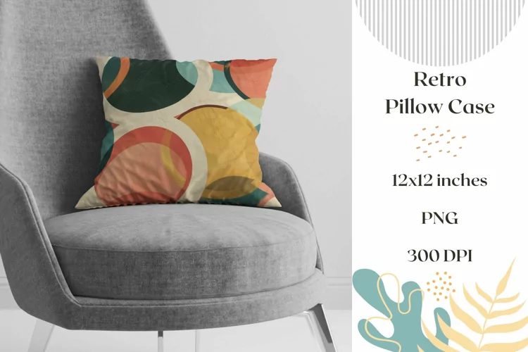 Retro Pillow Case Design, Multicolor Circles Pillowcase PNG