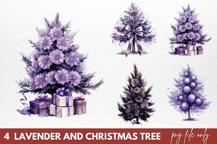 Lavender And Christmas Tree Sublimation PNG