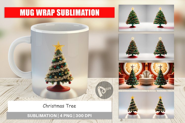 Mug Wrap Design Christmas Tree example image 1