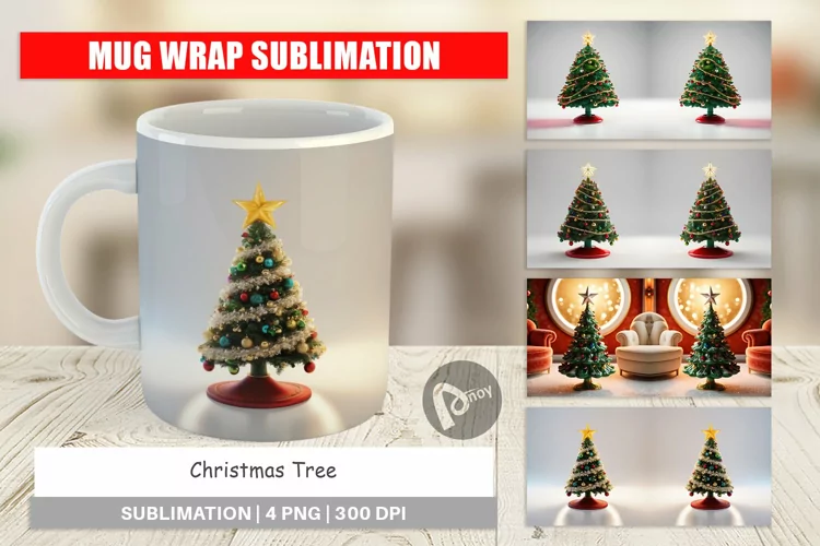 Mug Wrap Design Christmas Tree