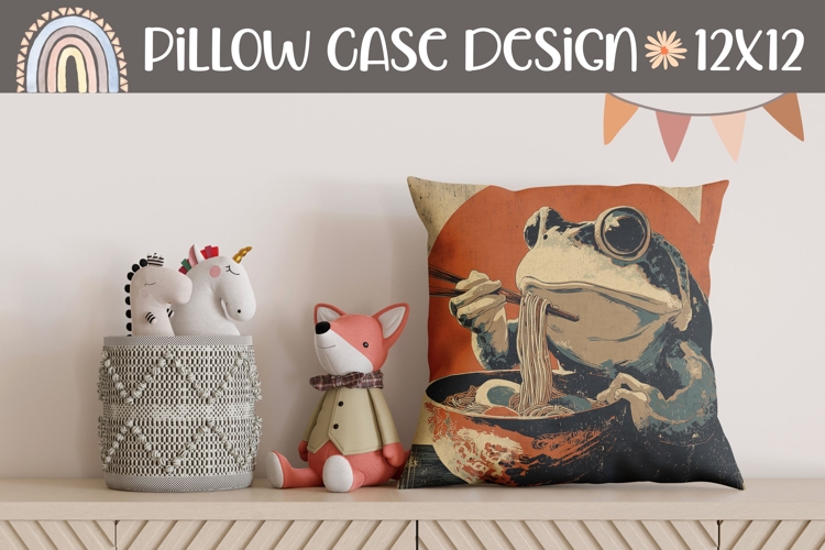 Cartoon Frog Pillow Case, Ramen Pillow Template