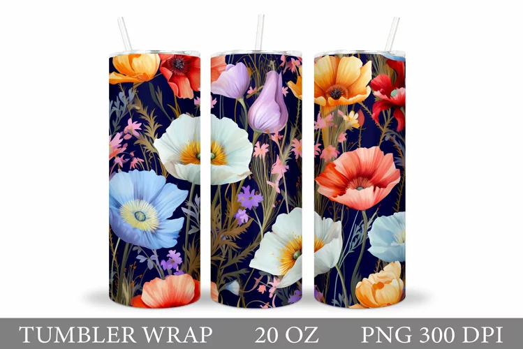 Flowers Tumbler Design. Sublimation Tumbler Flowers