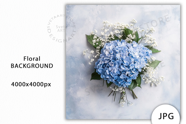 Blue Hydrangea Flowers Mockup JPG