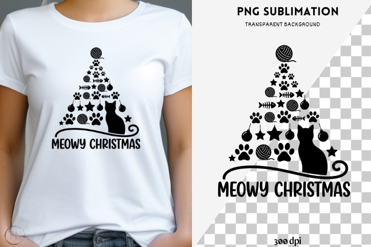 Paw print Christmas tree png design for T-shirts