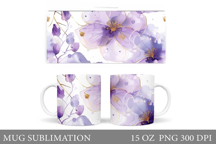 Flowers Mug Wrap Sublimation. Flowers Mug Wrap Design example image 1