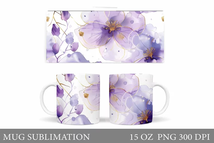 Flowers Mug Wrap Sublimation. Flowers Mug Wrap Design