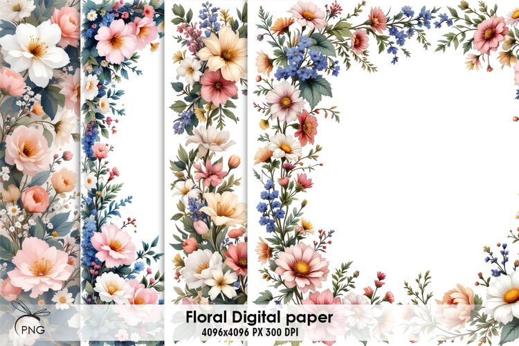 Floral digital paper, background clipart