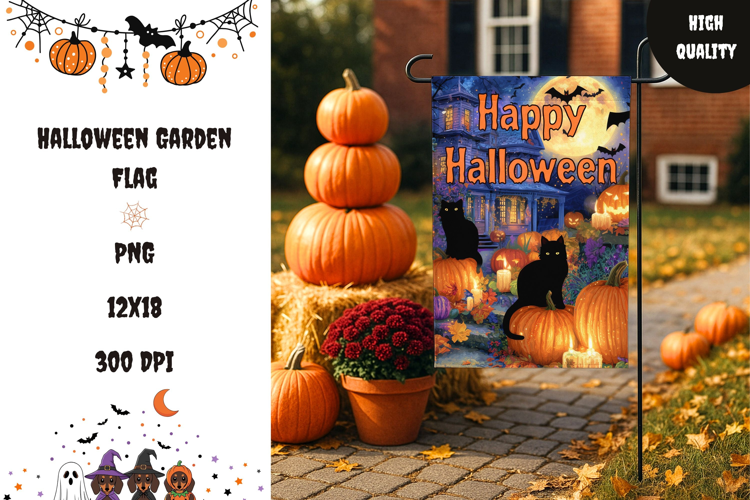 Pumpkins Garden Flag Design, Spooky Halloween Garden Flag