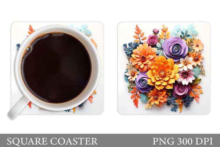 3D Flowers Coaster Design. Flowers Coaster Sublimation example image 1