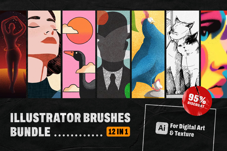 12-in-1 Illustrator Brushes Bundle