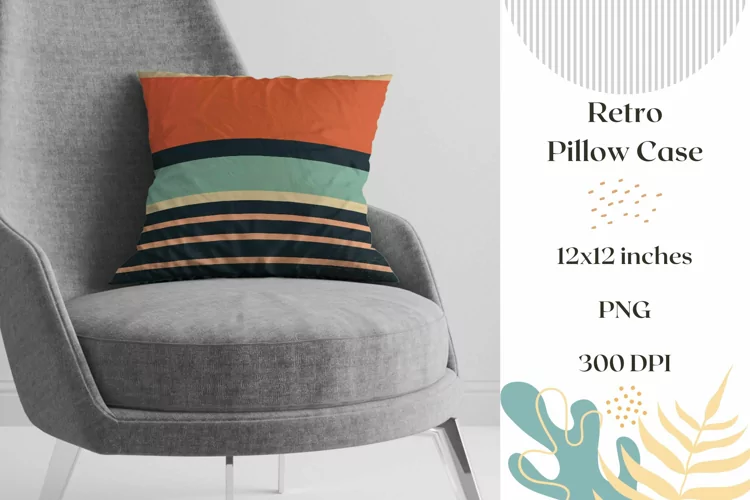 Retro Pillow Case PNG, Stripes Pillow Sublimation Design