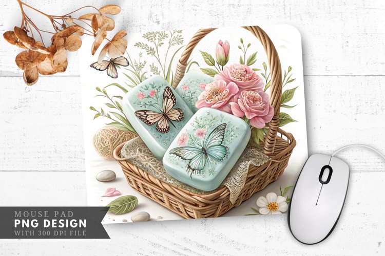 Butterfly Blossom Soap Mouse Pad PNG Design example image 1