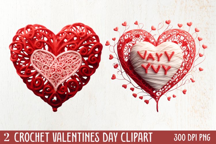Crochet Valentines Day Clipart, Valentines Day Couplet