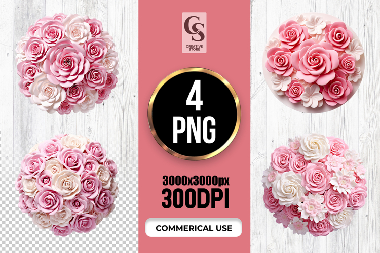Pink Rose Flower Clipart Sublimation PNG