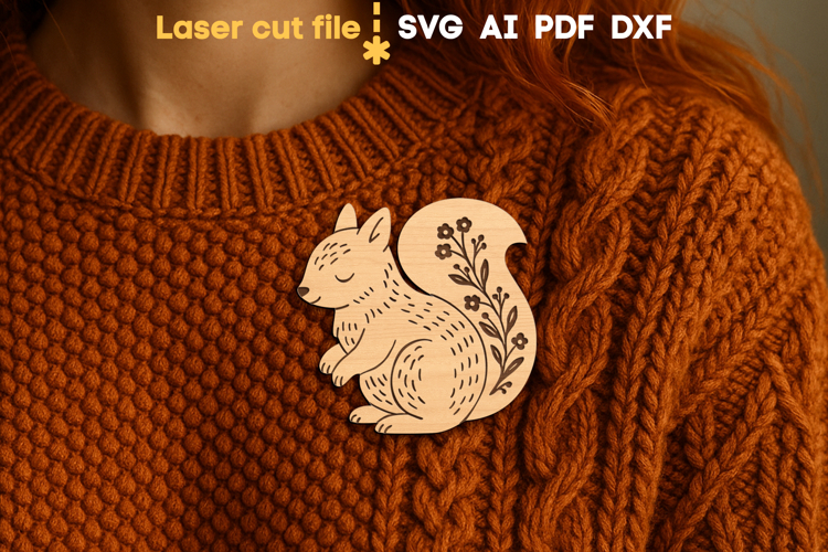 Squirrel Christmas Pin SVG laser cut files for Glowforge