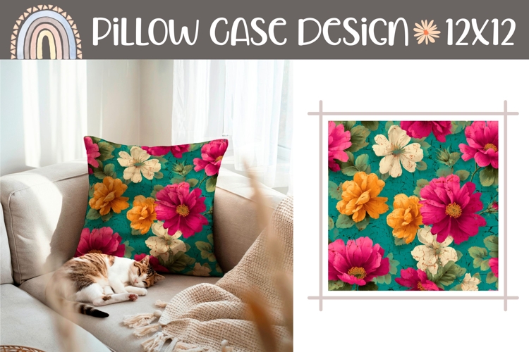 Art Flowers Pillow Design, Floral Pillow Case Sublimation