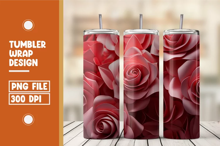 3d flower pattern tumbler wrap sublimation