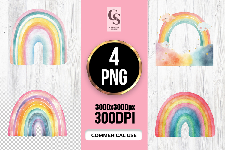 Watercolor Rainbow Clipart Image 11