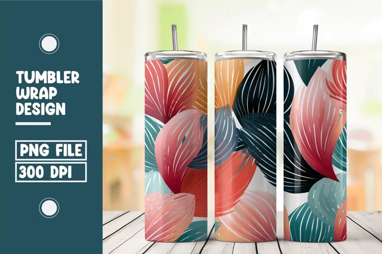 Colorful Abstract Leaves Tumbler Wrap Sublimation
