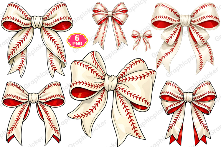 Coquette Baseball Bow PNG, Vintage Baseball Bow PNG, Bow PNG