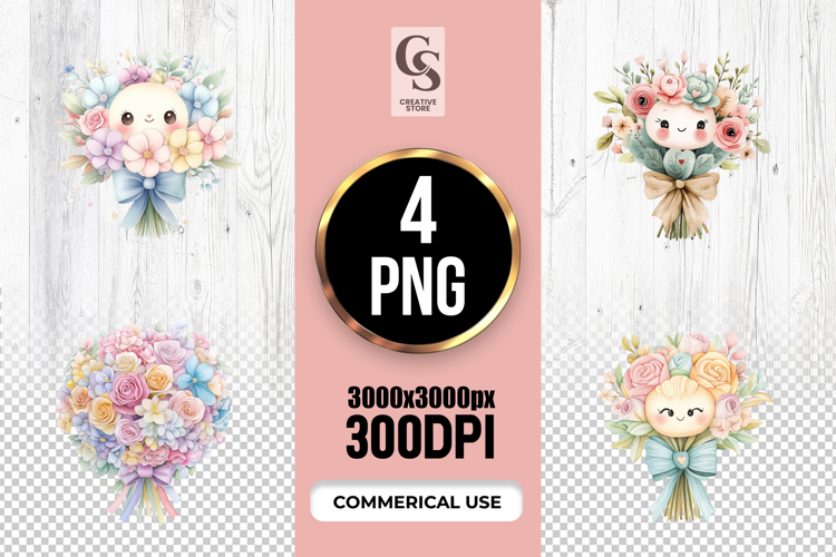 Cute Floral Bouquet Clipart Sublimation PNG