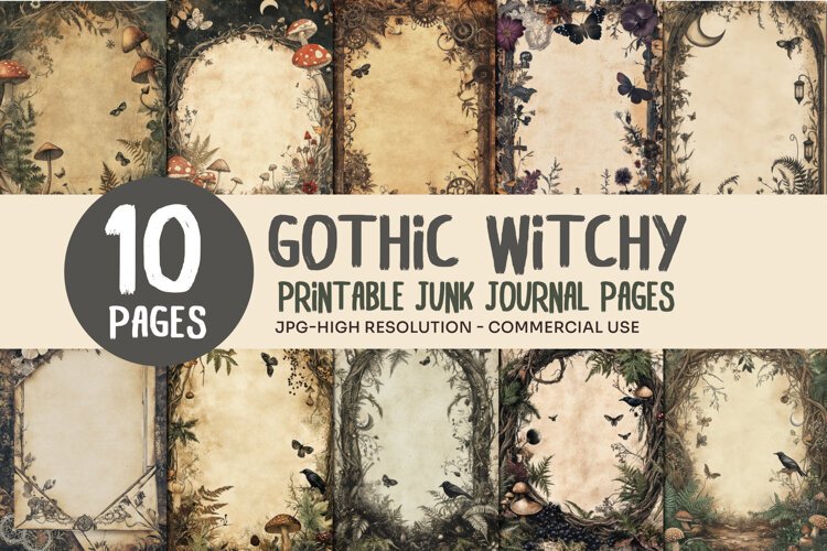 Mushroom Gothic Junk Journal Pages example image 1