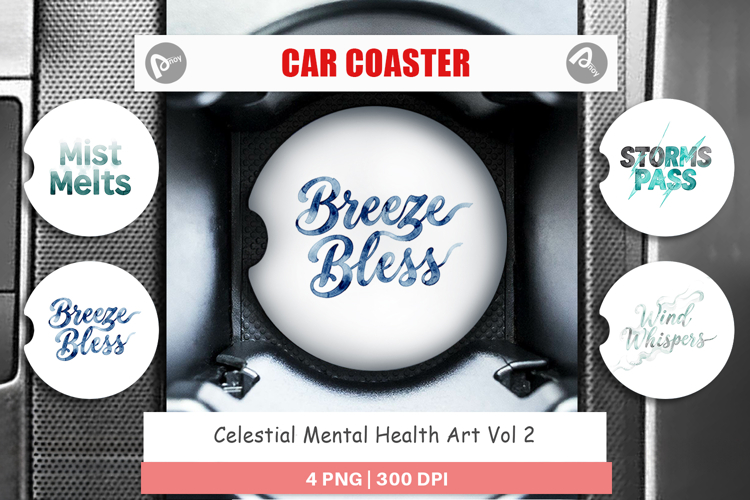 Celestial Mental Health Car Coaster