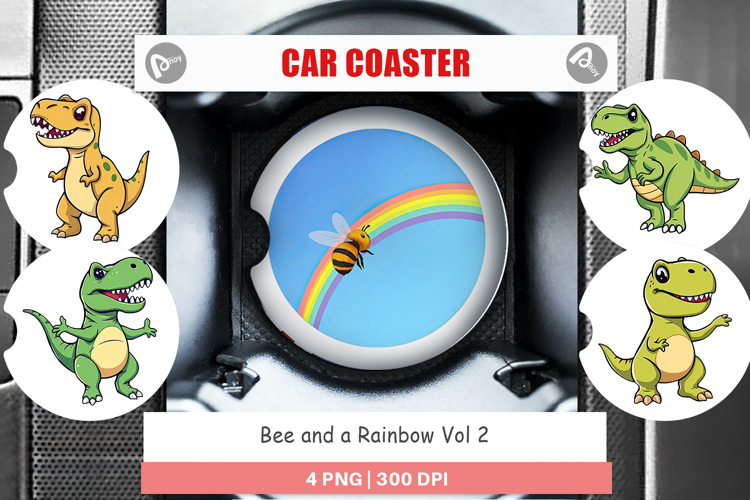 Car Coaster Bee with Rainbow