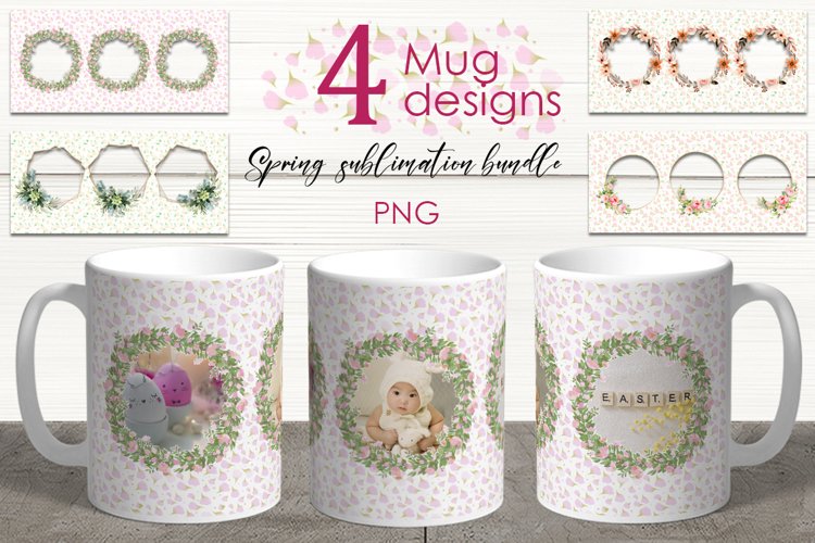 Spring Mug sublimation design bundle, photo template