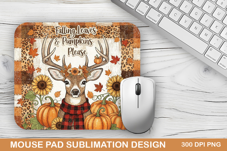 Falling Leaves Mouse Pad Sublimation - Thanksgiving Design