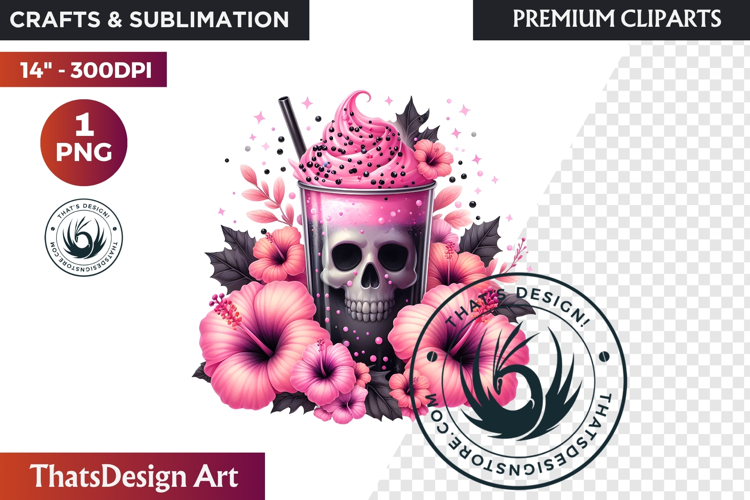 Gothic Halloween Drinks Pink and Black Sublimation clipart