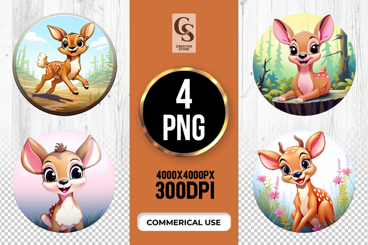 Cute Baby Deer Forest Clipart Sublimation PNG