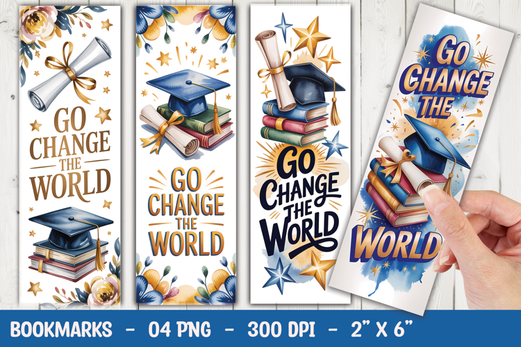 Watercolor Graduation Cap Bookmark Sublimation