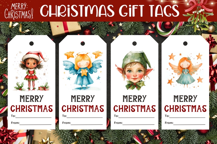 Watercolor Christmas Gift Tags, Christmas Tags Printable
