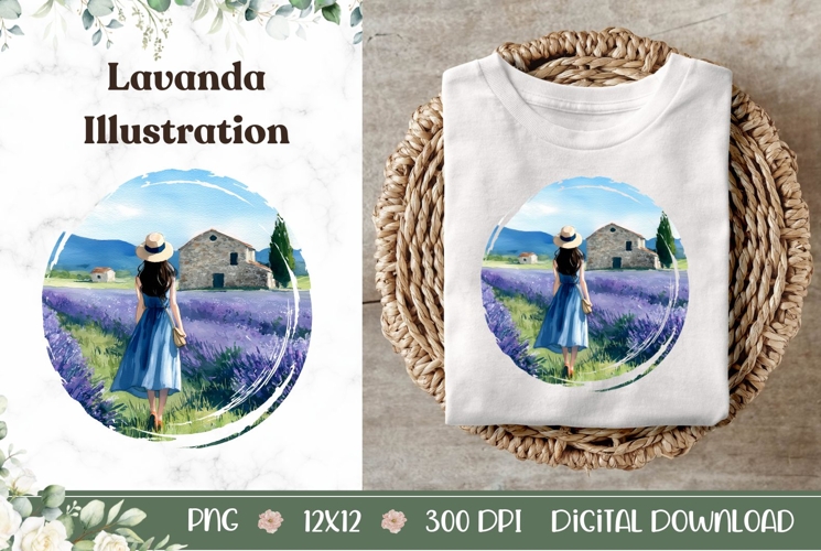 Watercolor Lavanda Illustration, Cartoon Flowers Print